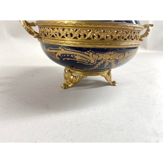 Early 20thC Sevres Blue Porcelain Bronze Bowl - 1 Pc For Sale - Image 10 of 16