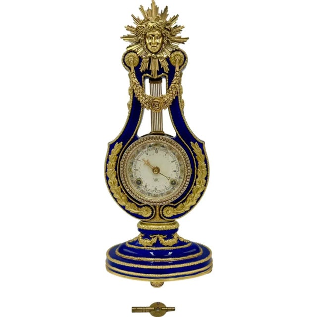 Marie Antoinette Lyre Mantel Clock Franklin Mint Victoria & Albert Museum For Sale - Image 10 of 12