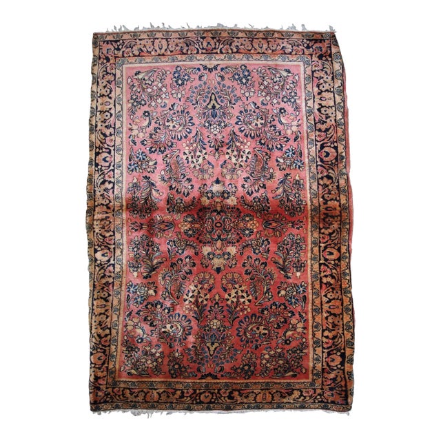 1920s, Handmade Antique Persian Sarouk Rug 3.3' X 5.2' For Sale