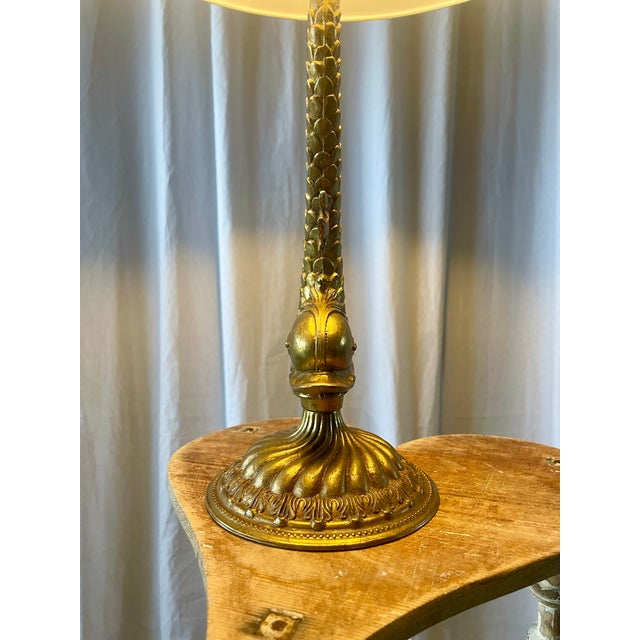 Louis XV Style Gilt Bronze Dolphin Lamp, 1950s For Sale - Image 6 of 15