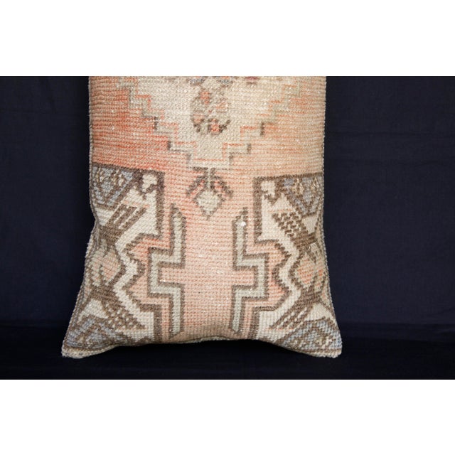Handmade Muted Tones Rug Lumbar Pillow Cover -15'' X 35'' For Sale - Image 9 of 11