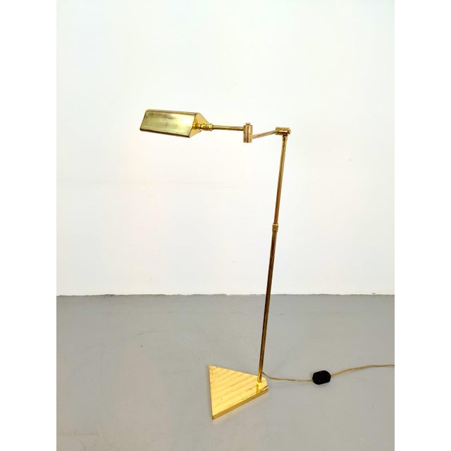 Gold Brass Adjustable Floor Reading Lamp, 1970s For Sale - Image 8 of 8