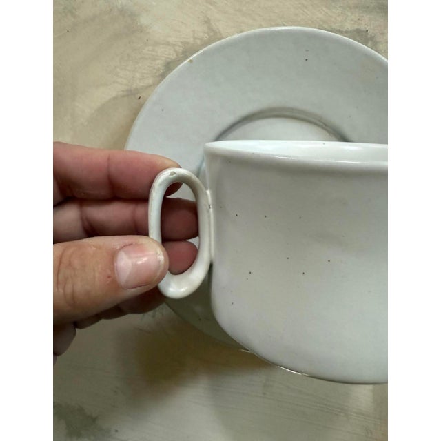 Set of Four (4) Vintage Bennington Pottery Cream Glaze Coffee Mug and Saucer For Sale - Image 10 of 10