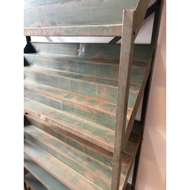 Metal Vintage Industrial Metal Shop Display Shelving Unit For Sale - Image 7 of 12