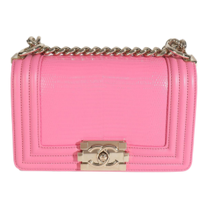 Pink Lambskin Lizard Small Boy Bag