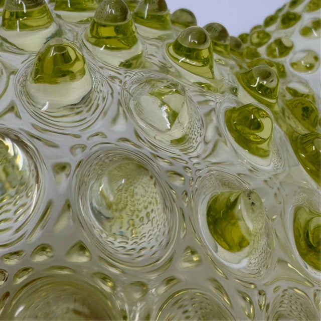 Glass Antique Victorian Hobbs Brockunier Uranium Glass Hobnail Pitcher For Sale - Image 7 of 7