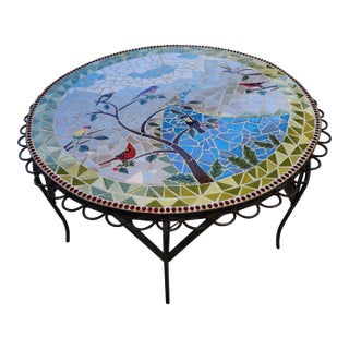 Art Glass Mosaic and Iron Coffee Table For Sale
