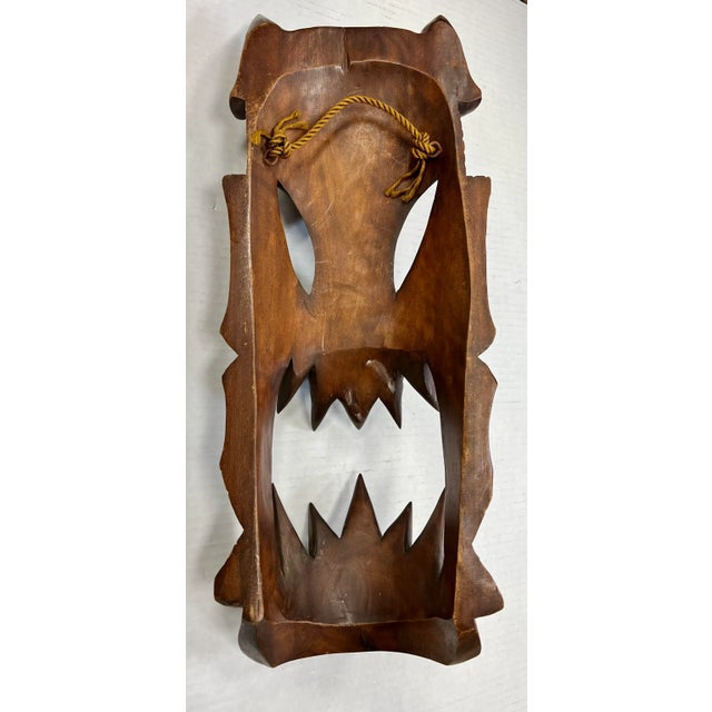 Asian Carved Wood Demon Mask Wall Sculpture Hanging Chairish