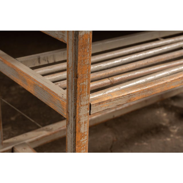 Wood Early 20th Century Industrial Wood Rolling Drying Rack With Steel Hardware For Sale - Image 7 of 9