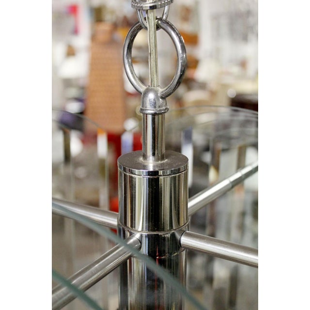 1980s Tiered Glass & Chrome Chandelier by Forecast Lighting Co. For Sale In Detroit - Image 6 of 9