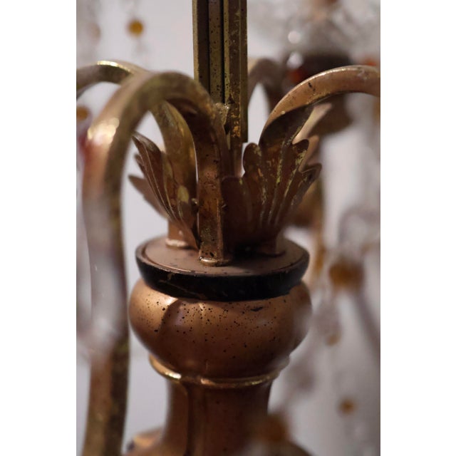1970s Hollywood Regency Gold & Black Crystal Candelabra Table Lamp For Sale - Image 12 of 12