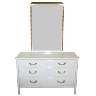 Bali Hai Faux Bamboo Dresser and Mirror For Sale