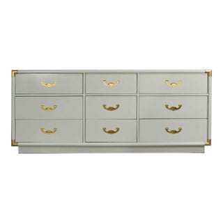 Mid Century Campaign Accolade Style Dresser - Newly Painted For Sale