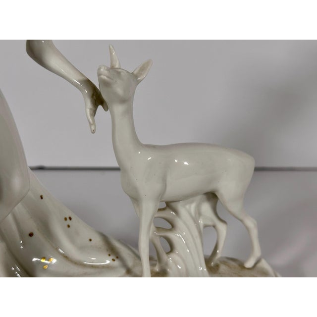 Early 20th Century Fraureuth Porcelain Figurine Nude Maiden with Fawn For Sale - Image 5 of 10