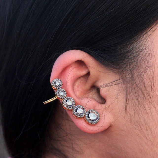 14K Solid Gold Earrings 925 Sterling Silver Pave Diamond Earrings Beautiful Gift Closure: Wrap Length: 38 Millimetres...