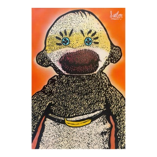Modern California Oil Painting of a Sock Monkey by Dave Wilcox For Sale