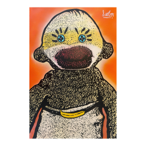 Modern California Oil Painting of a Sock Monkey by Dave Wilcox