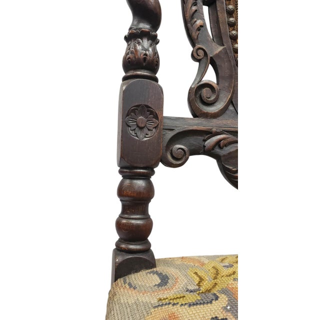 Brown Antique Jacobean Revival Carved Barley Twist Chair, Circa 1870–1890 For Sale - Image 8 of 13