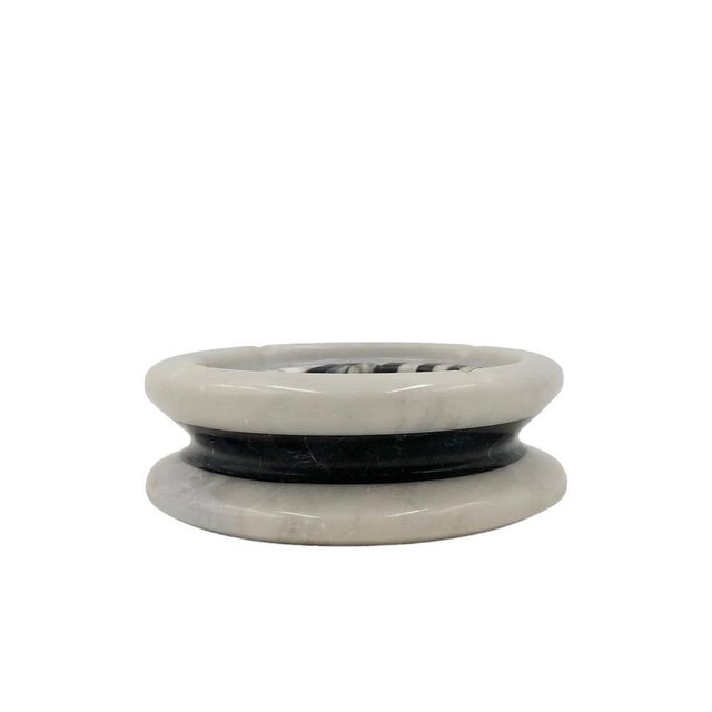 Black and White Marble Inlays Ashtray, 1970s For Sale - Image 18 of 18