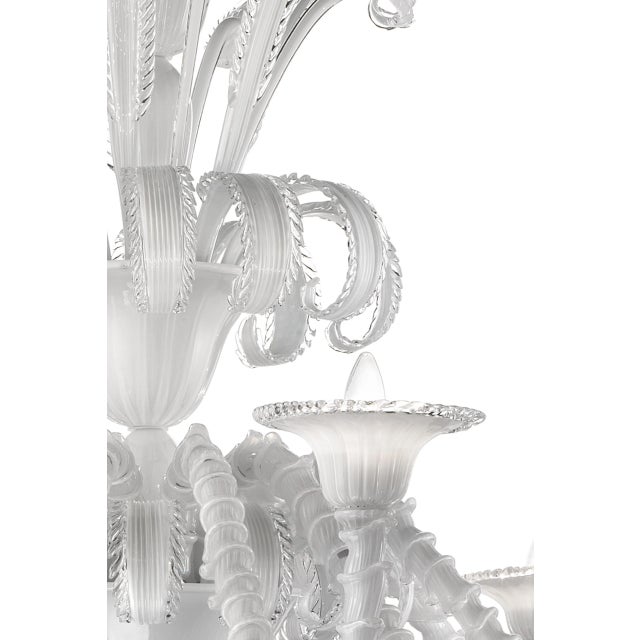 Venetian White "Cà Rezzonico" Murano Glass Chandelier For Sale - Image 4 of 8