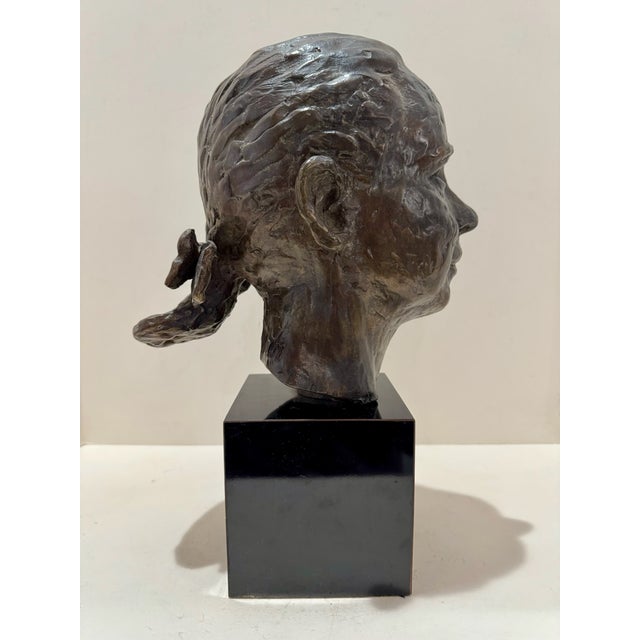 1960s 1960s Larry Mohr Dark Bronze Bust Sculpture Signed From Artist Estate For Sale - Image 5 of 11