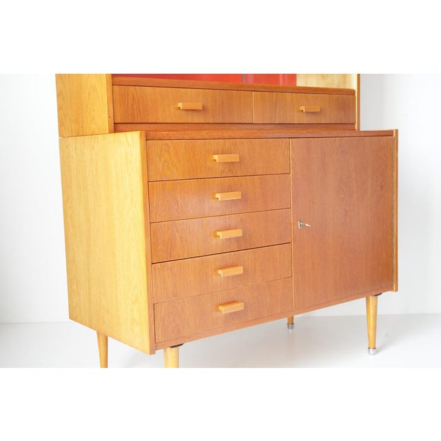 Mid-Century Modern Mid-Century Oak Sideboard and Bookcase, Former Czechoslovakia, 1962 For Sale - Image 3 of 18