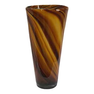 Vintage Mid-Century Modern Encased Studio Art Glass Pulled Feather Earth Tone Amber Vase