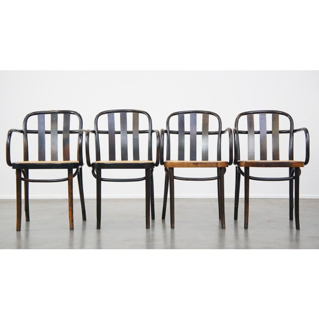 This charming set of elegant vintage designer chairs has a beautiful organic shape and exudes tranquility and warmth....