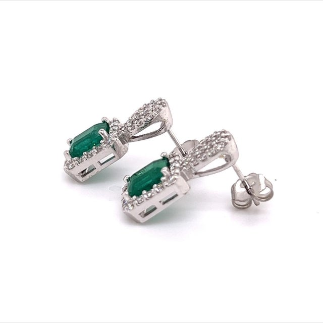 Natural Emerald Diamond Stud Earrings 14k Gold 2.74 TCW Certified For Sale In New York - Image 6 of 12
