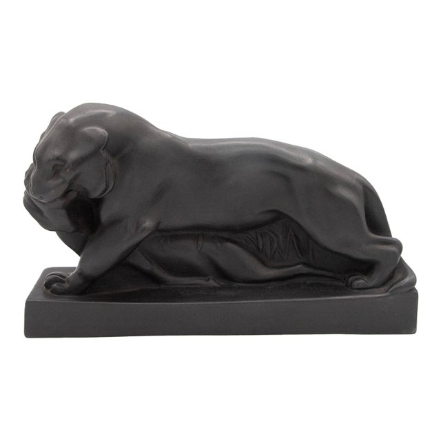 Wedgwood Black Basalt - Tiger and Buck - Sculpture by John Skeaping - 1930's For Sale