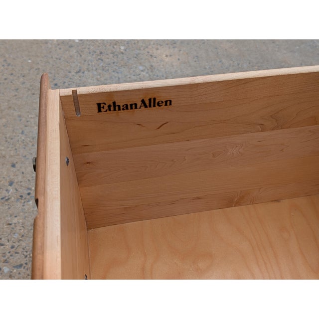 Mid-Century Modern Vintage Ethan Allen Heirloom Collection Maple Locking W/ Key Filing Cabinet For Sale - Image 3 of 10