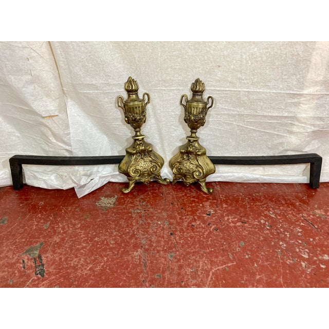 French Late 19th Century Napoleon Brass Andirons- a Pair For Sale - Image 3 of 5