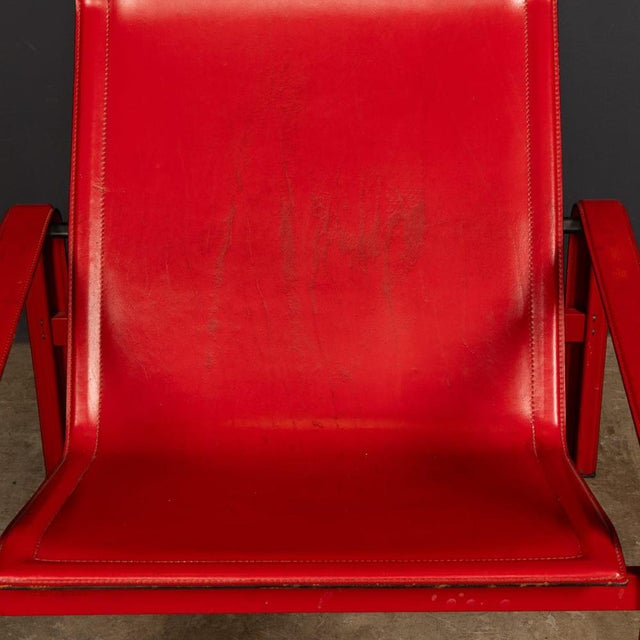 20th Century Italian Red Leather Chair by Toussaint & Angeloni for Matteo Grassi, 1970 For Sale - Image 9 of 18