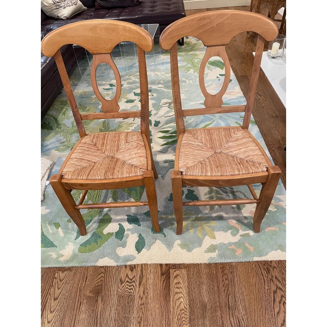 1990s Pottery Barn Napoleon Tuscan Rush Bottom Chair, Set of 2 Chairish