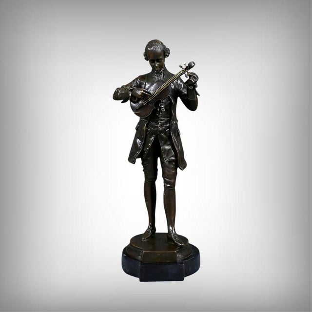 Mozart Tuning His Violin, 20th Century, Bronze, in Very Good conditions. Designed 1950 to 1959