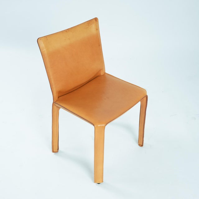 Model 412 CAB Dining Chairs in Cognac Leather by Mario Bellini for Cassina, 1990s, Set of 6 For Sale - Image 11 of 18