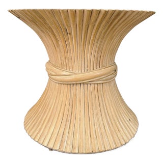 1970s 'Sheaf of Wheat' Stacked Rattan End Table Attributed to McGuire For Sale