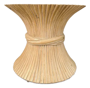 1970s 'Sheaf of Wheat' Stacked Rattan End Table Attributed to McGuire