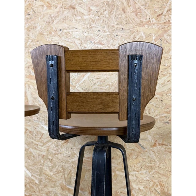 Vintage Brutalist Bar Stools in Iron and Wood, 1960s, Set of 2 For Sale - Image 16 of 18