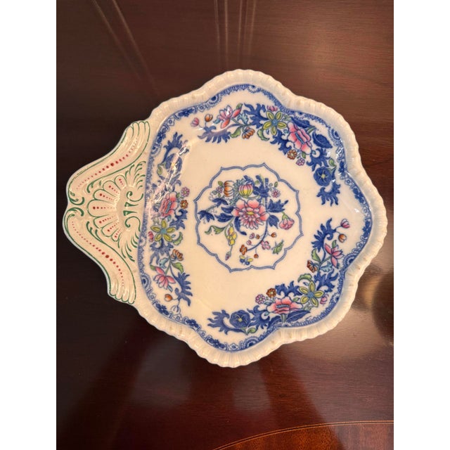 Ceramic Antique Copeland Spode Shell Serving Dish in Blue and White for London Heal & Son For Sale - Image 7 of 9