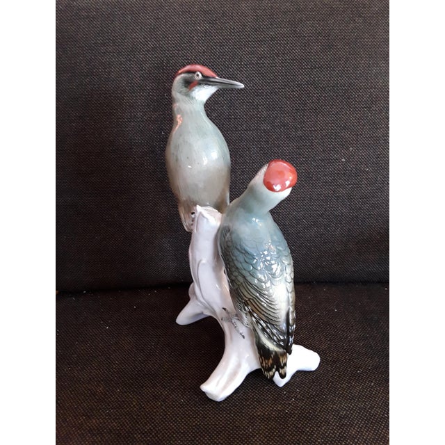 Large Porcelain Woodpeckers Figurine from ENS Volkstedt, 1950s For Sale - Image 4 of 10