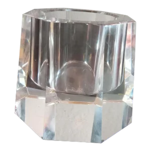 1980s Oleg Cassini Italy Crystal Signed Single Candle Holder