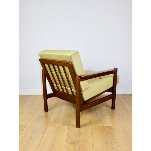 Vintage Armchair in Olive Lemon Velvet, 1970s For Sale - Image 9 of 11