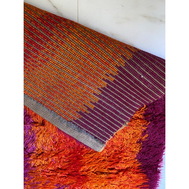 MidCentury Modern Rya Rug Bold Purple, Pink, Red, Orange Shag Chairish