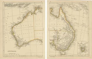 Antique Map of Australia by Lowry, 1852, Set of 2
