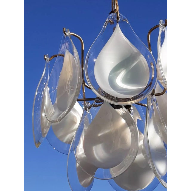 Brass 12-Arm Chandelier by Vistosi, Italy, 1970s For Sale - Image 6 of 7