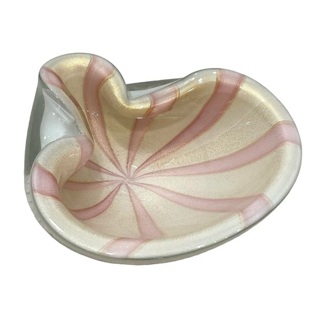 1960s Alfredo Barbini Murano Circus Tent Pink Catch All/Bowl