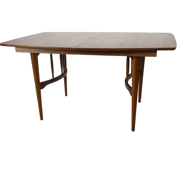 Mid-Century Modern Mid-Century Walnut Extension Dining Table, Sculpted Base For Sale - Image 3 of 18