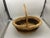 Vintage Oval Natural Wicker Gathering Basket With Handle, Moss Decoration For Sale - Image 10 of 15