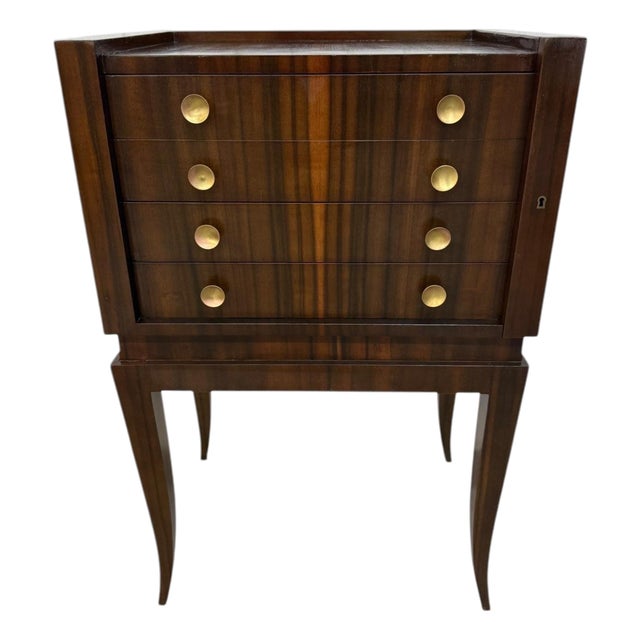 Vintage Italian Art Deco Macassar Ebony Silverware Chest For Sale